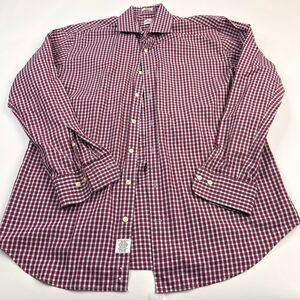 Peter Millar Mens Large Cotton Button Front Long Sleeve Plaid Casual Shirt Red
